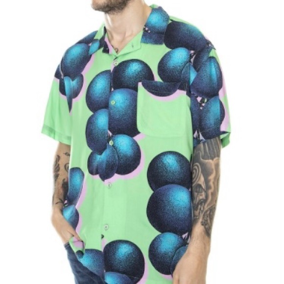 OBEY SZ L Blueberry Button Down short sleeve Shirt, Urban Outfitters NWT - Picture 1 of 6